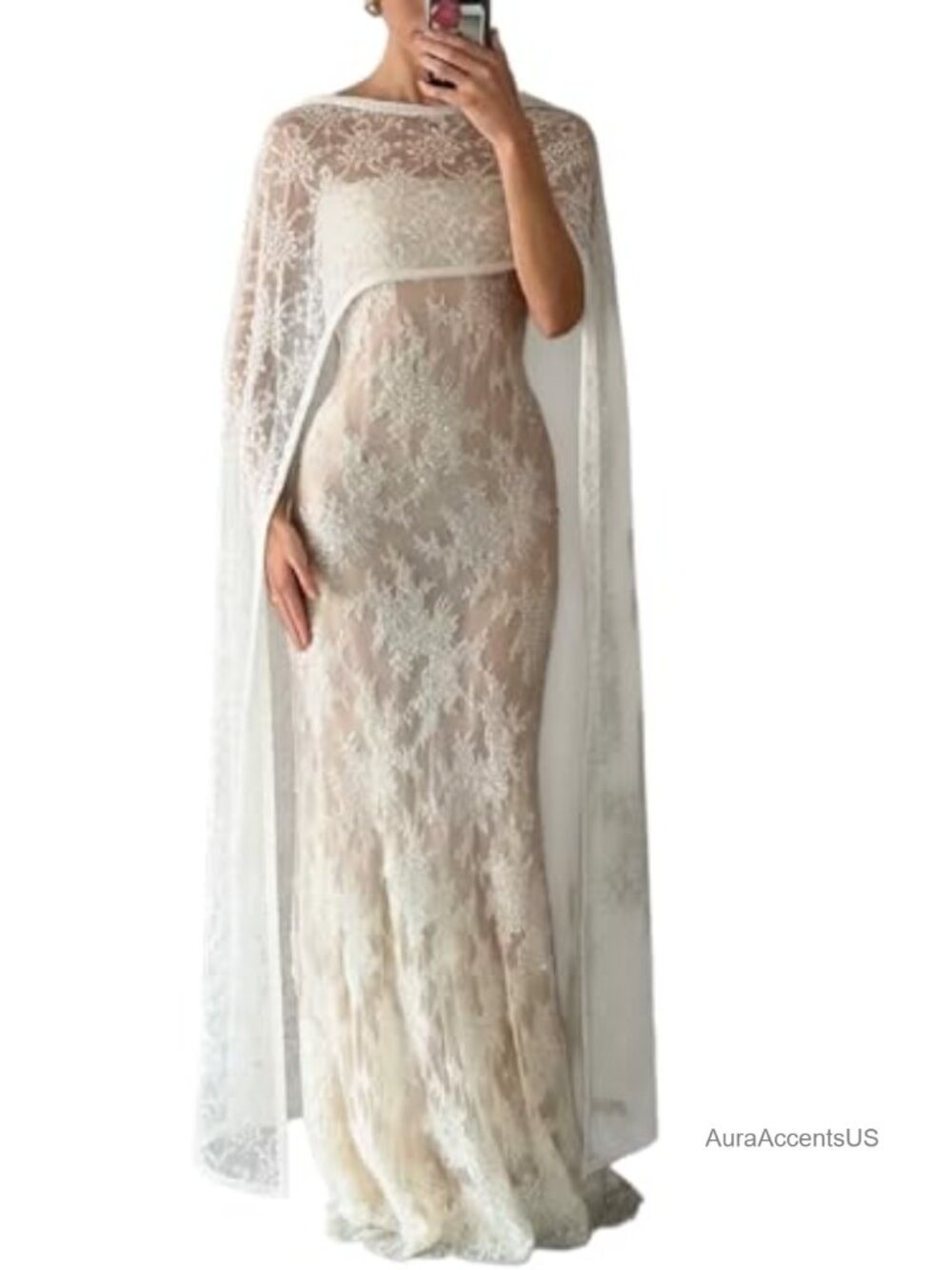 Women's Floral Lace Capelet Sheer Cape Shawl Poncho Formal